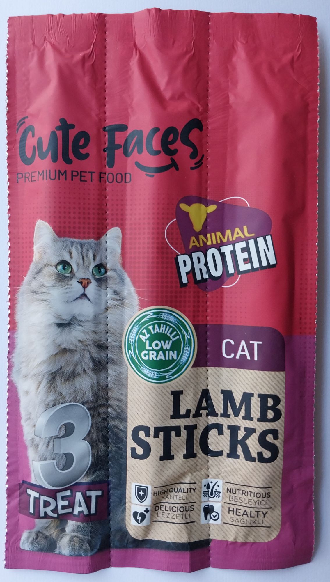 Cute Faces 3lü Kedi Ödül Çubuğu Sticks (Kuzulu)