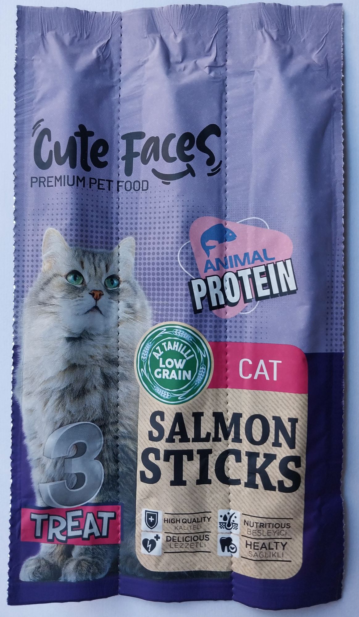 Cute Faces 3lü Kedi Ödül Çubuğu Sticks (Somonlu)