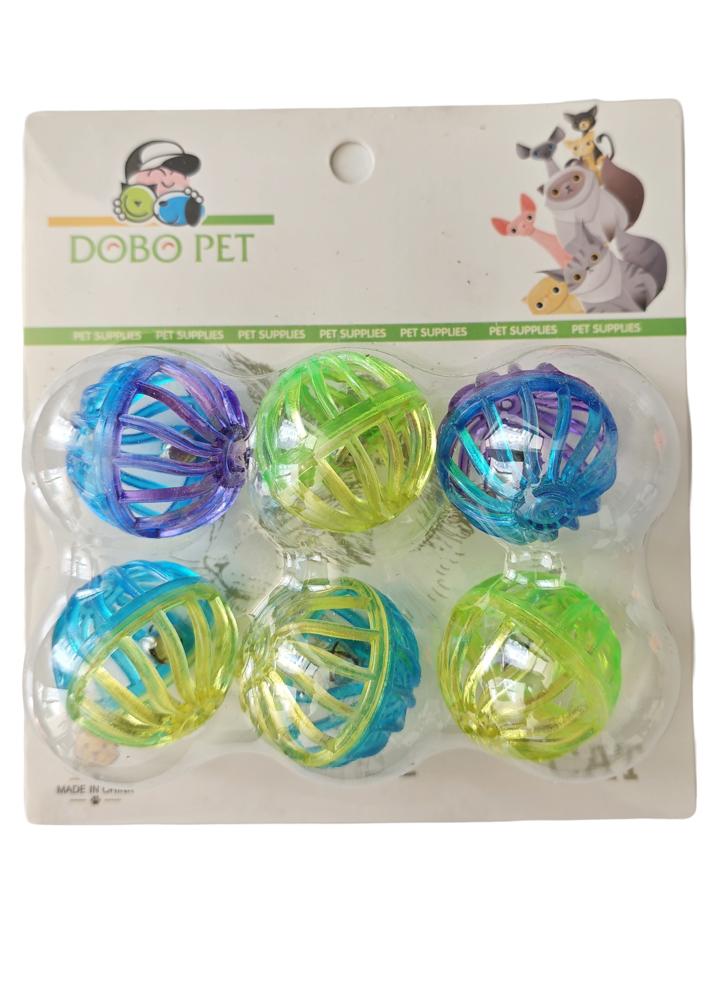 Dobo Pet 6'lı Zilli Renkli Kedi Oyuncağı Top Seti