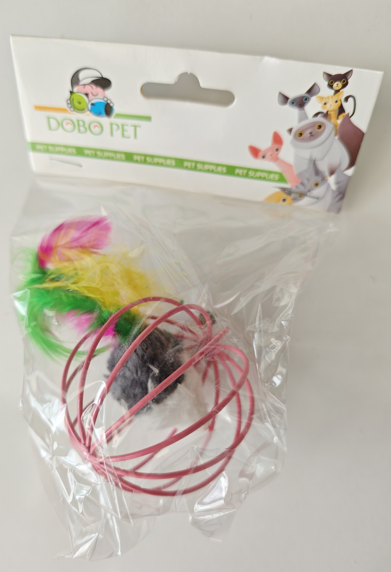Dobo Pet Kafes İçinde Tüylü Fare Kedi Oyuncağı