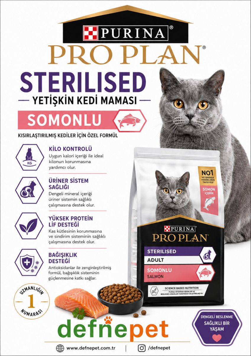 Pro Plan Sterilised Adult Somonlu Kısırlaştırılmış Yetişkin Kedi Maması